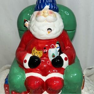 Festive Red and‎ Green Santa Clause Cookie Jar Vintage